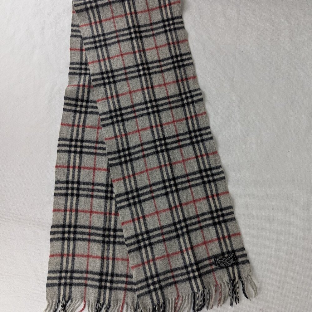 Burberry Nova Check Lambswool Scarf Gray | Unisex | Winter Classic | Clean Used
